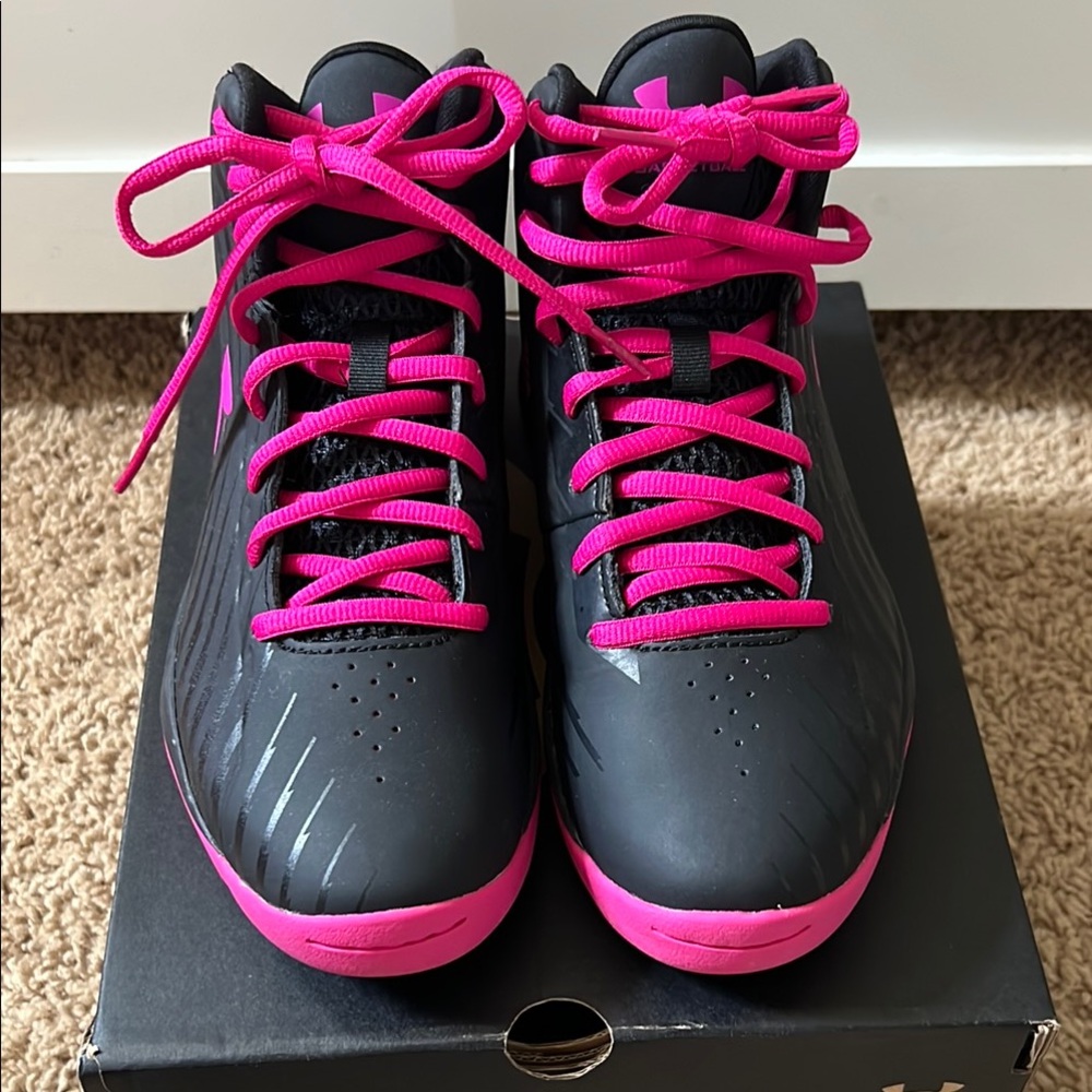 Black and Pink High-Top Sneakers